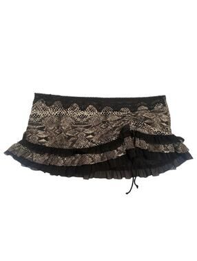 Y2K Sheer Snake Print Lace Ruffle Micro Skirt
